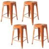 24 Inch Orange Metal Loft Bar Stools