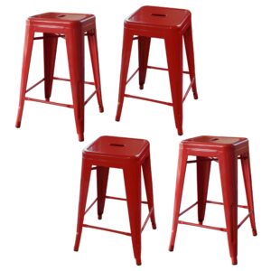 Red Metal Loft Bar Stools