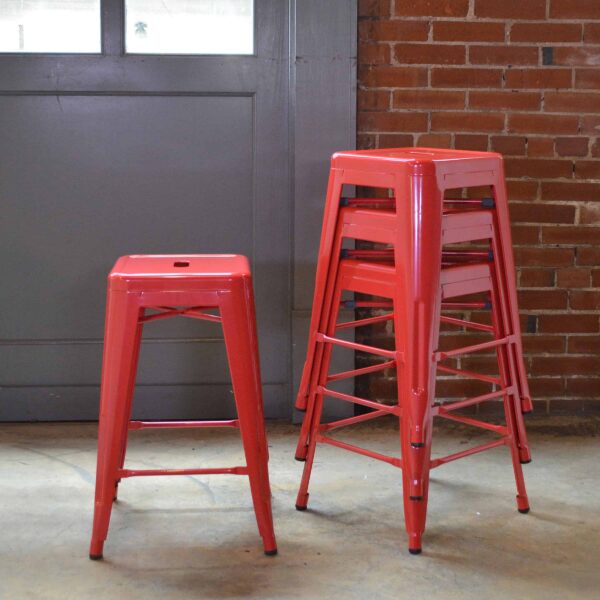 Red Metal Loft Bar Stools