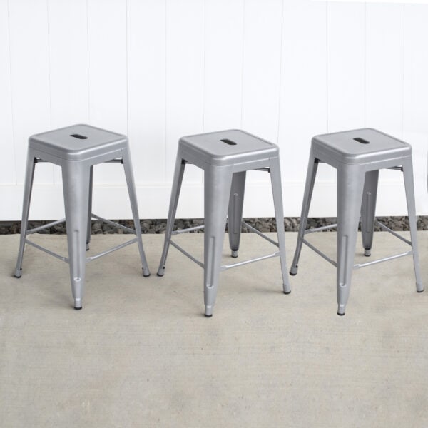 Silver Metal Loft Bar Stool