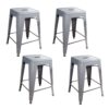 4 Piece Set 24 Inch Silver Metal Loft Bar Stools