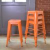 24 Inch Orange Metal Loft Bar Stools