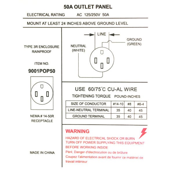 50 Amp Temporary RV Power Outlet