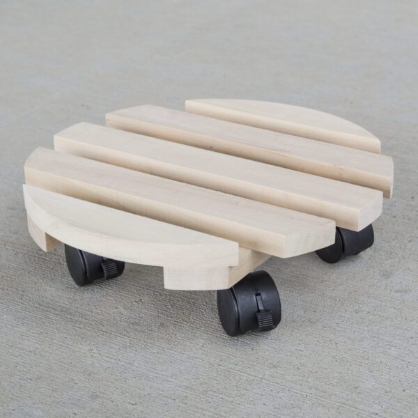 Round Wood Caddie Plant Holder Set