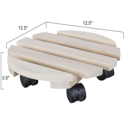 Round Wood Caddie Plant Holder Set