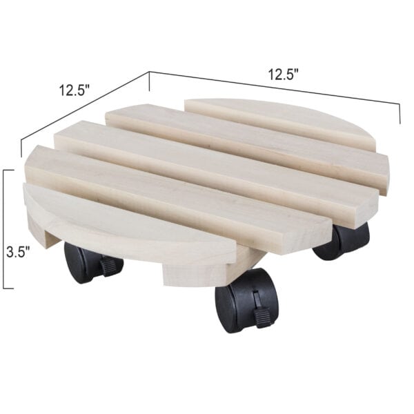 Round Wood Caddie Plant Holder Set