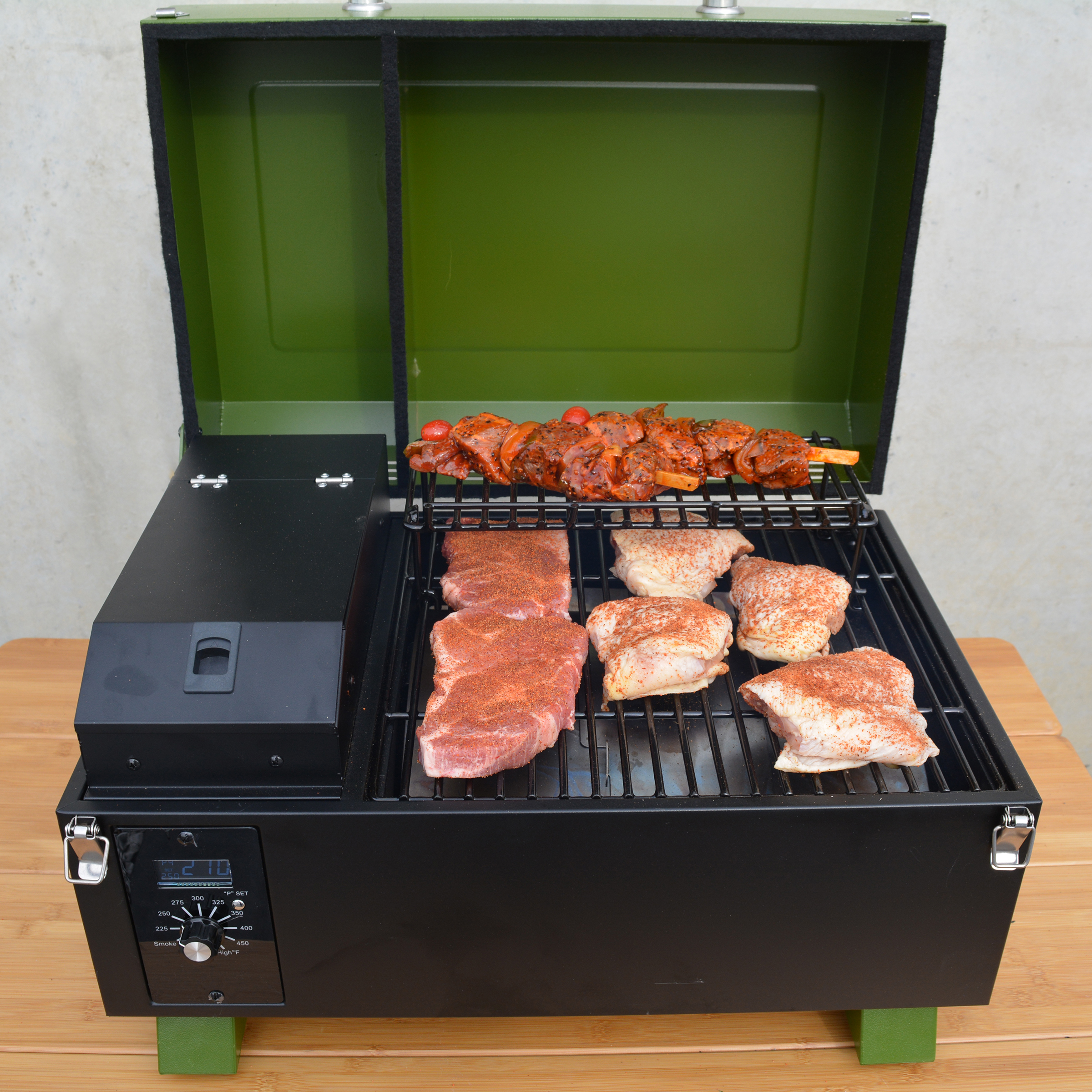 Buffalo Outdoor Pwpg256 Portable Electric Start Wood Pellet Grill, Green