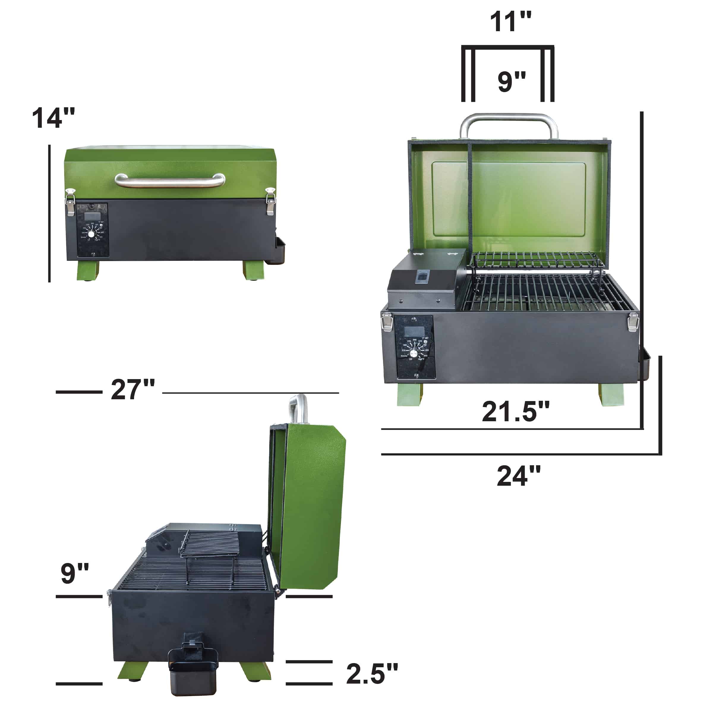 Buffalo Outdoor Pwpg256 Portable Electric Start Wood Pellet Grill, Green