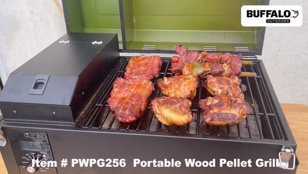 Buffalo Outdoor Pwpg256 Portable Electric Start Wood Pellet Grill, Green