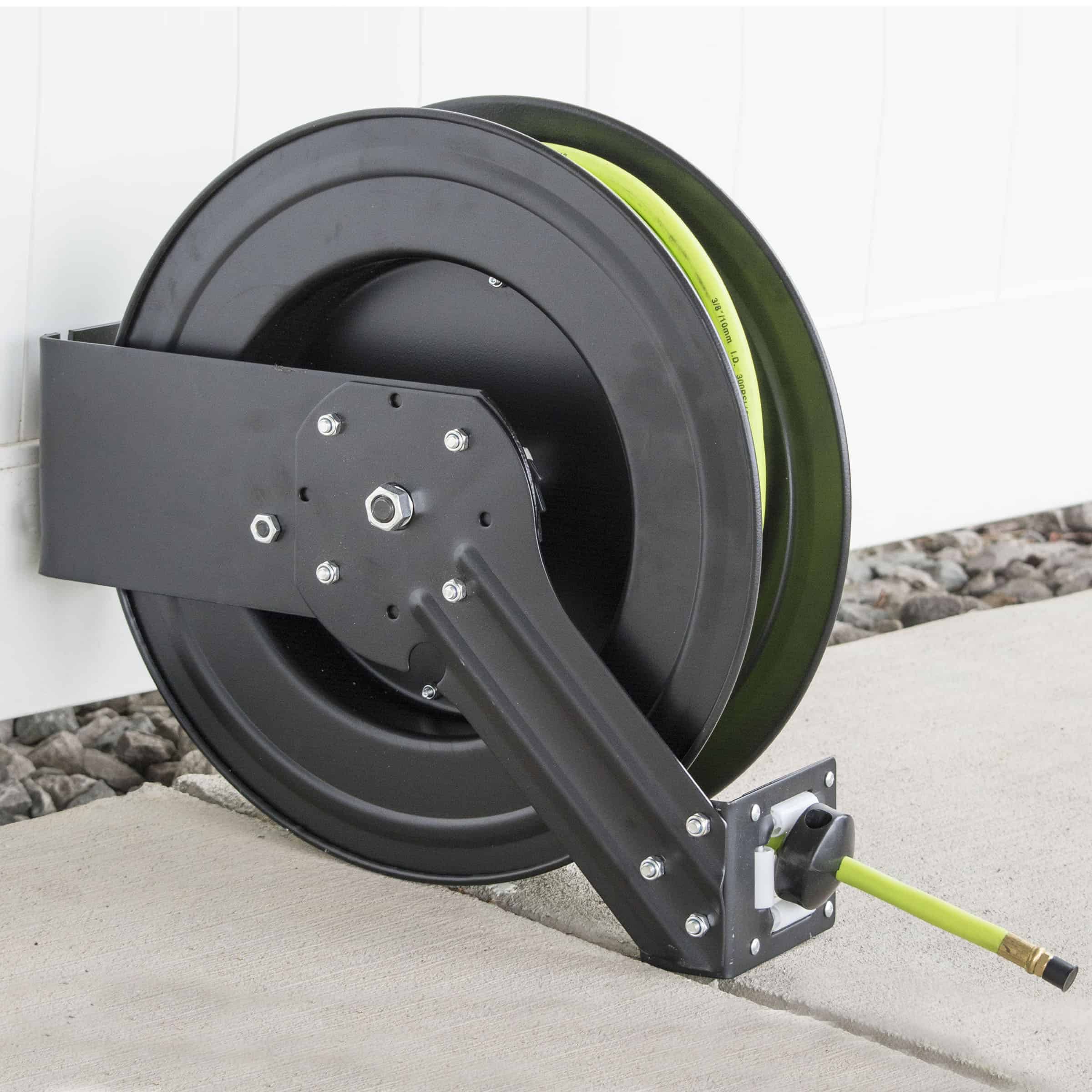 50 Foot Retractable Air Hose Reel with Auto Rewind - Black Bull