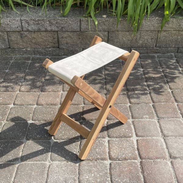 Amerihome AWFFRS Acacia & Canvas Folding Stool Brown & Natural