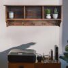 Acacia Wood Wall Mounted Shelf with Coat Hooks & Storage Nooks