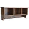 Acacia Wood Wall Mounted Shelf with Coat Hooks & Storage Nooks