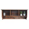 Acacia Wood Wall Mounted Shelf with Coat Hooks & Storage Nooks