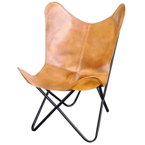 AmeriHome Natural Tan Leather Butterfly Chair