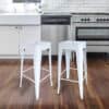 2 Piece Set 30 inch White Metal Loft Bar Stools