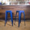 30 Inch Blue Metal Loft Bar Stool