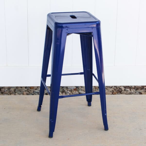 30 Inch Blue Metal Loft Bar Stool