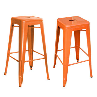 30 Inch Orange Metal Loft Bar Stool – AmeriHome