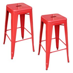 Red Metal Loft Bar Stools