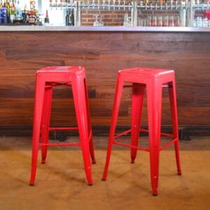 Red Metal Loft Bar Stools