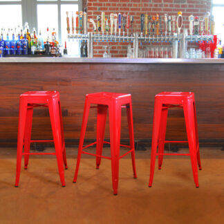 Red Metal Loft Bar Stools