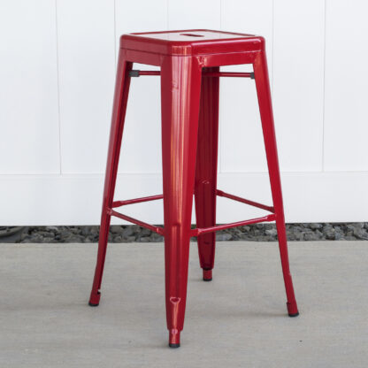 Red Metal Loft Bar Stools