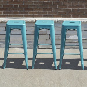 3 Piece Set 30 inch Teal Metal Loft Bar Stools - AmeriHome
