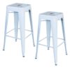 2 Piece Set 30 inch White Metal Loft Bar Stools