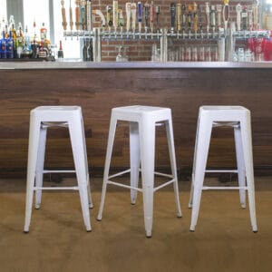 White Metal Loft Bar Stool