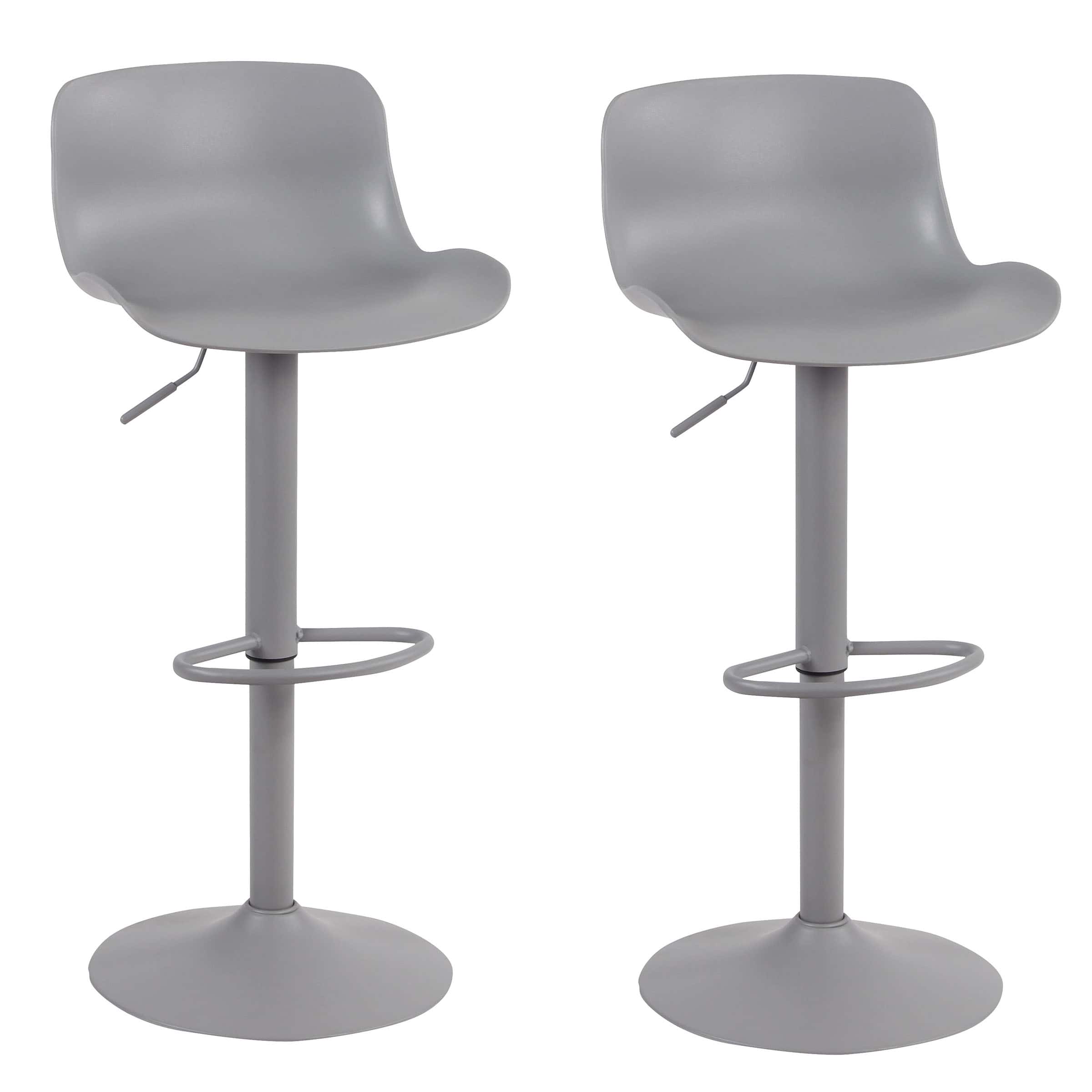 Adjustable Height Gray Bar Stool Set