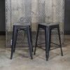 2 Piece Set 24 Inch Black Metal Loft Bar Stools - AmeriHome