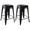 2 Piece Set 24 Inch Black Metal Loft Bar Stools - AmeriHome