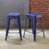 2 Piece Set 24 Inch Blue Metal Loft Bar Stool