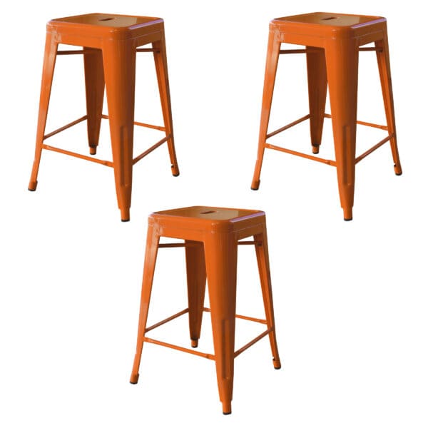 24 Inch Orange Metal Loft Bar Stools