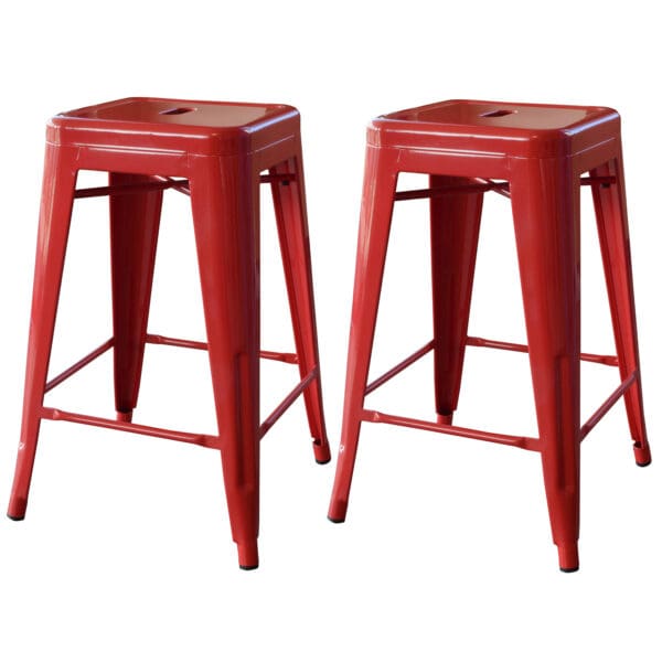 Red Metal Loft Bar Stools