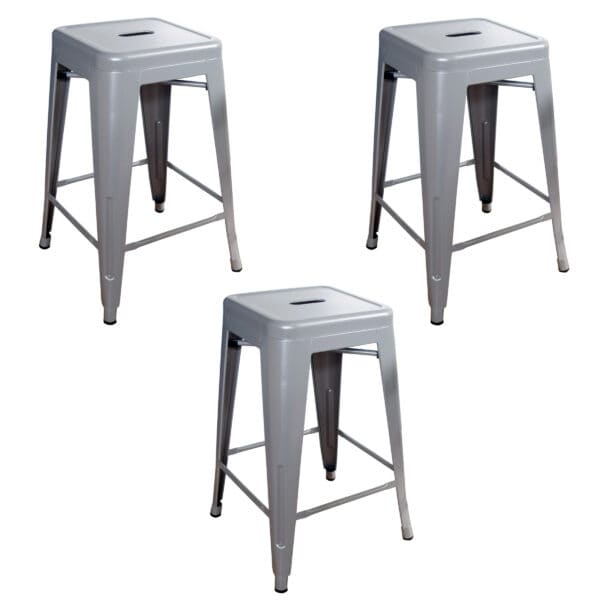 Silver Metal Loft Bar Stool