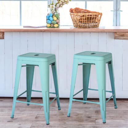 Teal Metal Loft Bar Stool