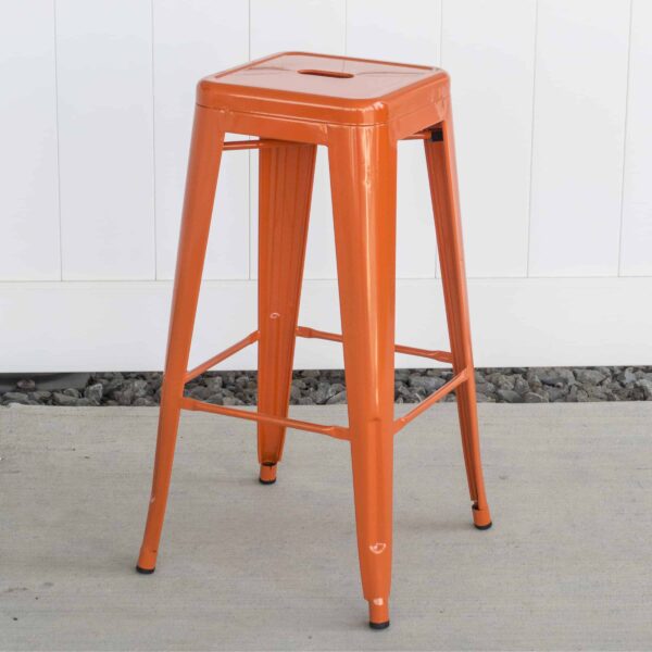 30 Inch Orange Metal Loft Bar Stool