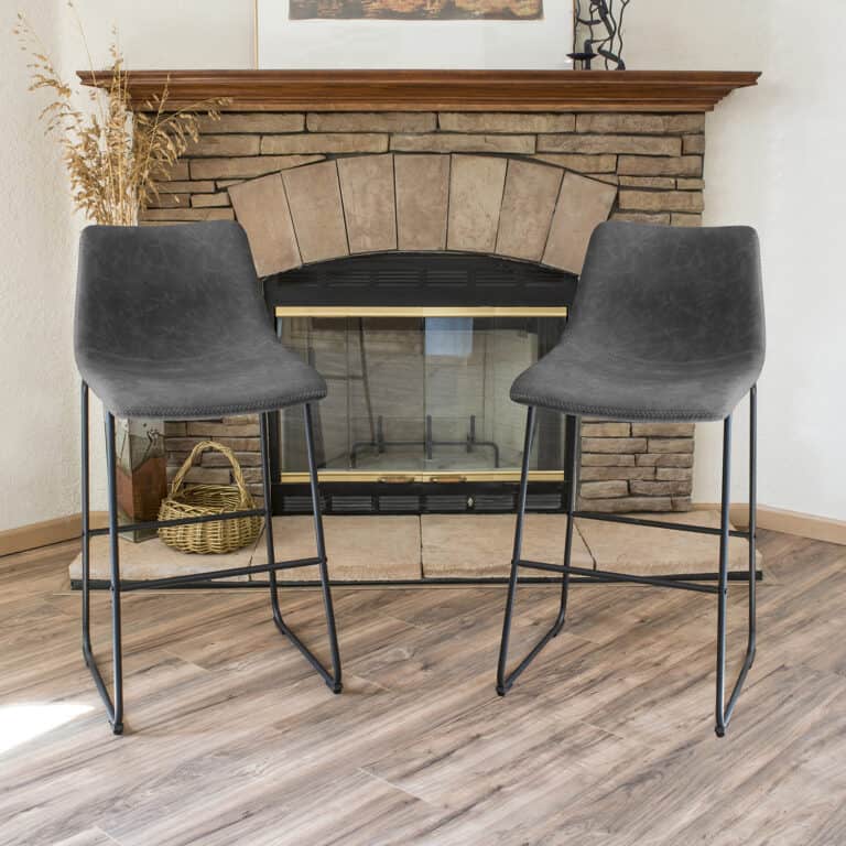 Classic Charcoal Faux Leather 30-inch Pub Height Chair