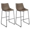 2 Piece Set 30 inch Coffee Faux Leather Pub Height Chairs