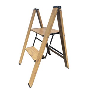 Aluminum Wood Grain Two Step Folding Utility Step Ladder