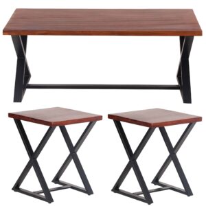 Acacia Wood Cross Leg Living Room Table Set - AmeriHome