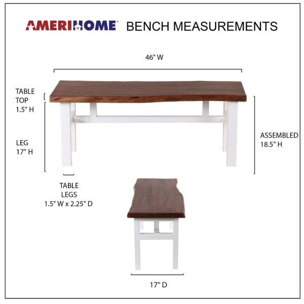 Acacia Live Edge 46 inch Bench