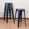 30 in. Metal Bar Stool with Wood Seat