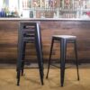 30 in. Metal Bar Stool with Wood Seat