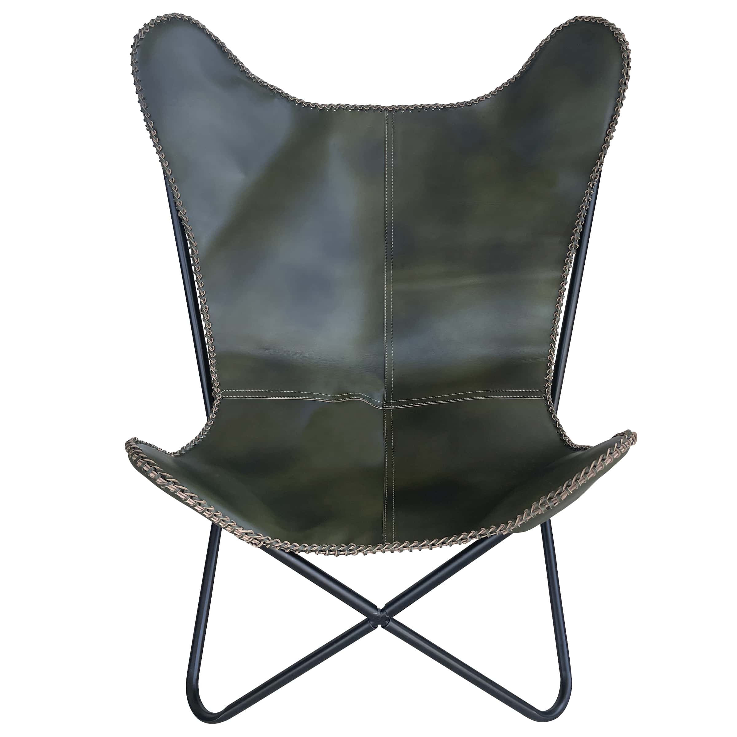 Butterfly Chair Genuine Leather Green