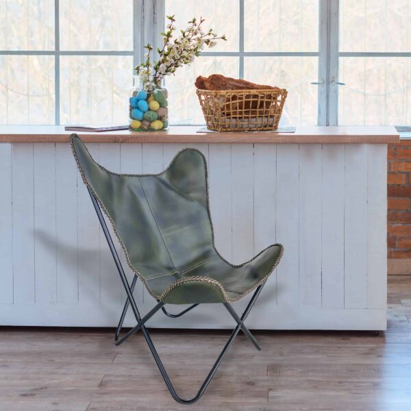 Butterfly Chair Genuine Leather Green