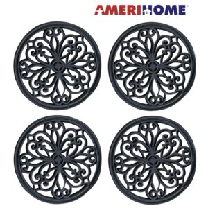 12 inch Round Rubber Scrollwork Step Mats 4 Piece Set