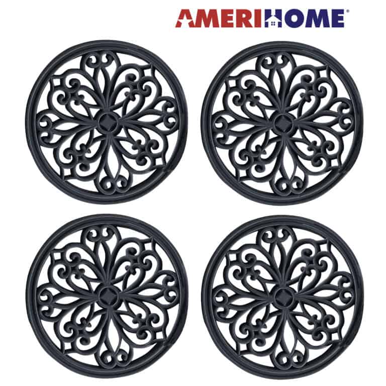 12 inch Round Rubber Scrollwork Step Mats 4 Piece Set